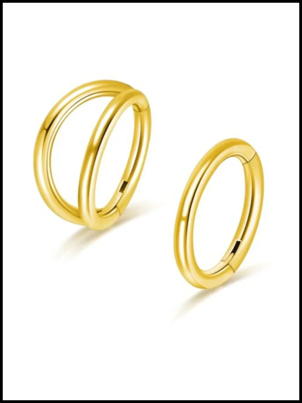 Titanium Nose Ring 2Pc Hinged Septum Clicker Hoop 18G 20G